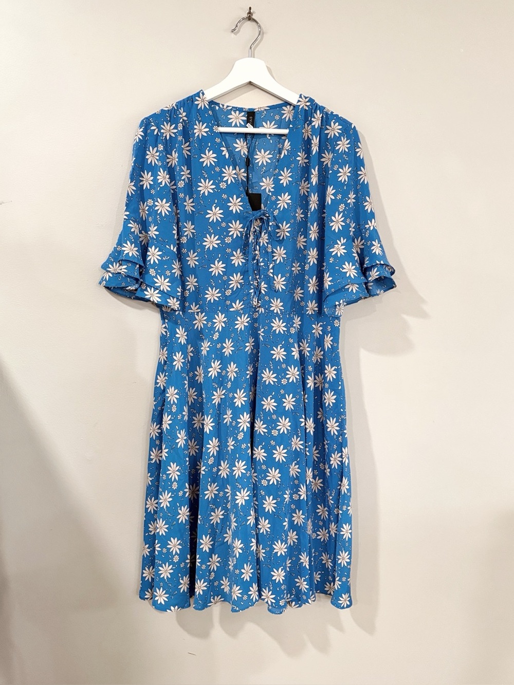 Y.A.S NWT Women Tall L Blue Daisy Floral Midi Dress UK 12 Cottagecore Boho Chic